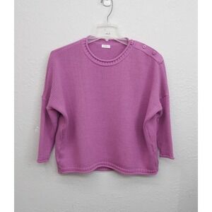 Mersea Sweater Womens One Size Pink Knit Stretch Button Shoulder Roll Neck